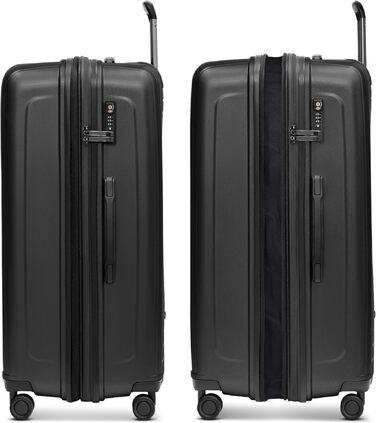 Набір валіз REDOLZ Essentials 14 Black Metallic - 2 шт (S + L) з відділенням для ноутбука | Розширювані валізи для жінок та чоловіків