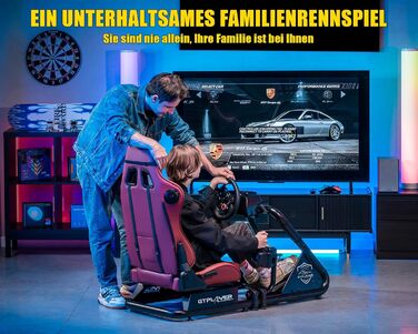 GTPLAYER Симулятор кокпіт для гоночних симуляторів, стійка для керма та педалей (Бордовий)