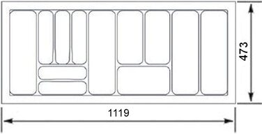 Вкладиш для столових приборів Orga-Box I, лоток 1117 x 474 мм для Tandembox і ModernBox у шафу 120 см (шухляда 120 см)