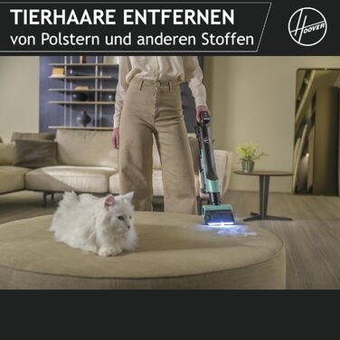 HOOVER ультралегкий акумуляторний пилосос для шерсті тварин, з LED-підсвіткою, антизаплутуванням волосся, 2в1 бездротовий пилосос для домашніх тварин із функцією ущільнення для збільшення місткості пилозбірника у 3 рази, 500 POWERTIME [HF201P]