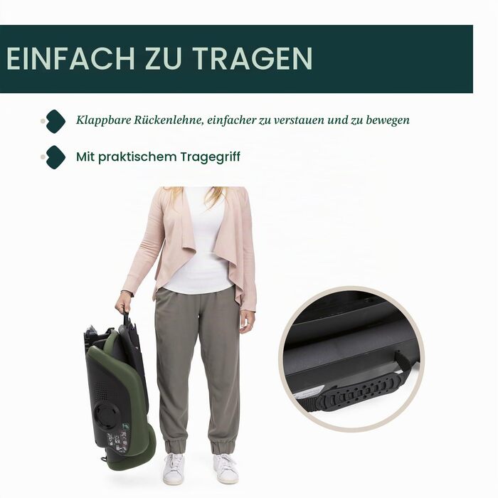 Дитяче автокрісло Chicco Fold&Go S i-Size (100-150 см) група 2/3, з Isofix, складане, колір зелений
