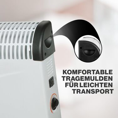 Електричний конвектор Clatronic KH 3077 N, 3 режими, термостат, до 40 м², чорний, захист від перегріву