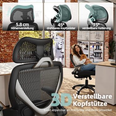 Ергономічне офісне крісло ELABEST X100 з високою спинкою, сіткою та підставкою для ніг (чорно-сріблясте, пінополіуретан)