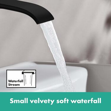 Змішувач для ванної кімнати Hansgrohe Vivenis з висотою виливу 110 мм (чорний мат), економія води (EcoSmart), артикул 75022000
