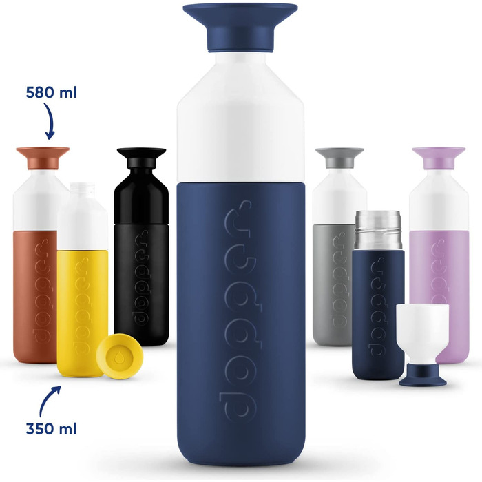 Термос Dopper Insulated Breaker Blue 580 мл – термочашка з нержавіючої сталі, для кави, чаю, подвійні стінки, не протікає, зберігає холод до 24 годин, тепло до 9 годин