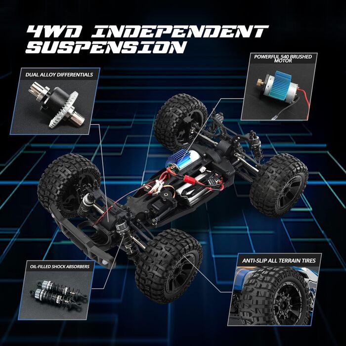 Радіокерований позашляховик DEERC 9205E 1:10 4WD, 48 км/год, 2 акумулятори - іграшка для дітей та дорослих