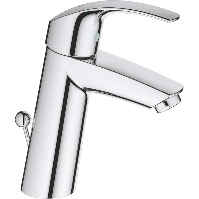 Змішувач для ванної кімнати Grohe Eurosmart, економічний, хром, з витяжною пробкою, 17 см, проста установка