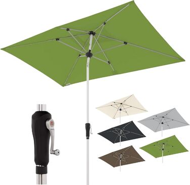 Сонячна парасолька Doppler для саду SL-AZ Auto Tilt 220x140 см, зелена, алюмінієва, з нахилом, з ручкою, UV-захист 80+, водовідштовхувальний поліестер