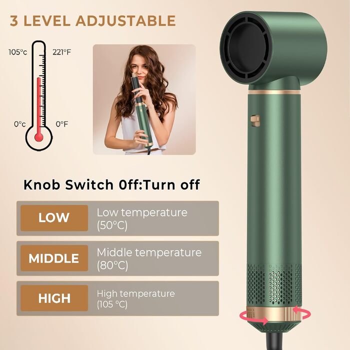 MogaWave Air Styler Pro 6 в 1: Фен-щітка, стайлер для волосся 1000W (Сірий)
