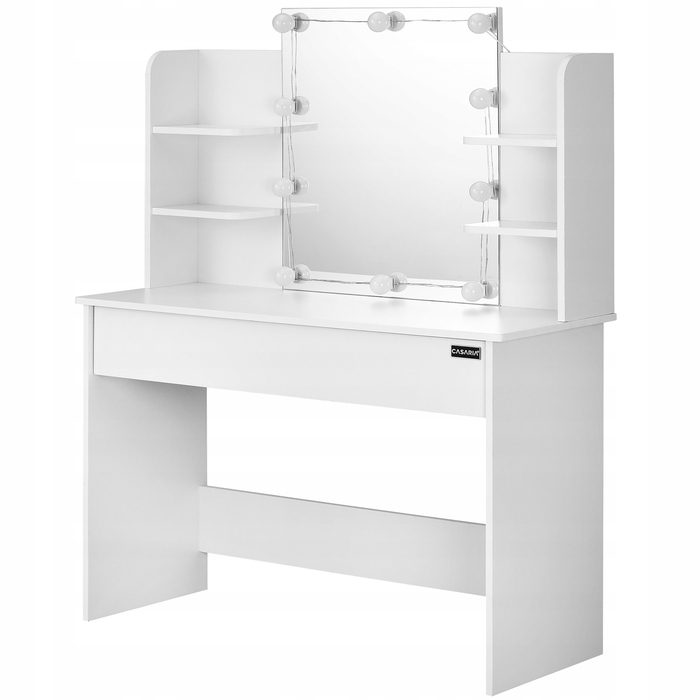 Туалетний столик Casaria, білий МДФ, 108x40x140 см, з LED-підсвіткою