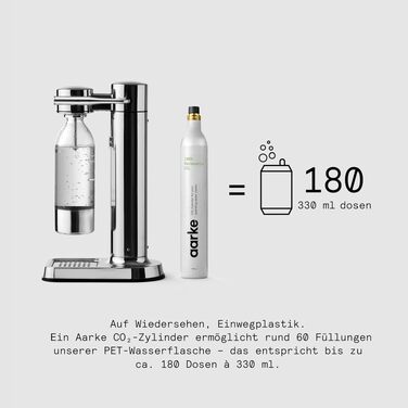Сифонизатор для води Aarke Carbonator 3 з нержавіючої сталі, з PET-пляшкою 1л