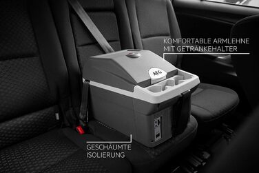 AEG Автомобільний термоелектричний холодильник-термобокс 16 л, 12V, охолодження та підігрів, для авто, з кріпленням, чорний/світло-сірий