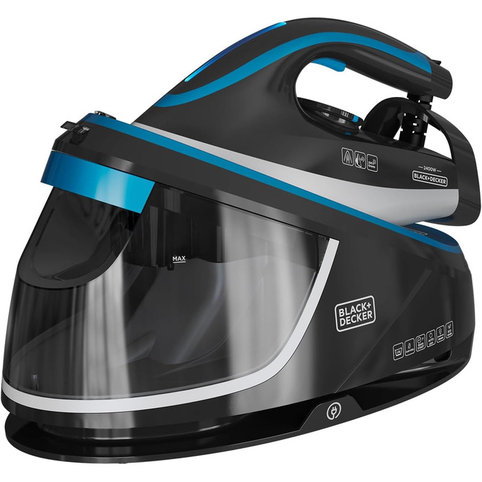Парова праска-станція BLACK+DECKER BXSS2401E, 2400 Вт, знімний бак 1,5 л, паровий удар 200 г/хв, регулювання температури, ECO-режим, готовність за 1 хвилину
