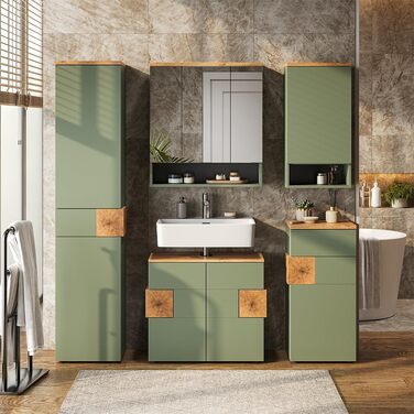 Тумба під умивальник Vicco Eden, 70 x 64.5 см, з 2 шухлядами для ванної кімнати, колір зелений
