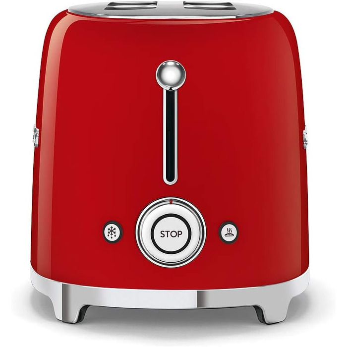 Тостер Smeg TSF01CREU 2-слотовий червоний, 950 Вт: з підрум'юванням, розморожуванням та функцією для булочок