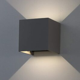 K-Bright LED настінний світильник 7W, для внутрішнього та зовнішнього використання, регульований світловий промінь, 4000K, натуральний білий, IP65, водонепроникний, темно-сірий