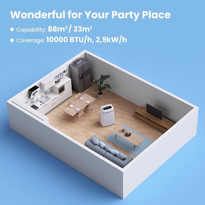 Мобільний кондиціонер Comfee Breezy Cool Pro 2.0 7000 BTU (2.0 кВт) з Wi-Fi, охолодження, вентиляція, осушення – для приміщень до 68 м³