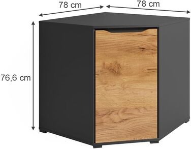 Комод Vicco Ruben антрацит/дуб Голдкрафт, 78x77,6 см, з дверцятами