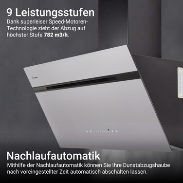 Витяжка для кухні KKT KOLBE AURORA6005FB 90 см, чорна з білим склом, потужність 782 м³/год, WiFi, RGBW LED-підсвітка, сенсорне керування, режим рециркуляції та відведення