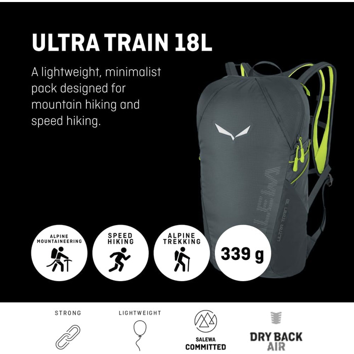 Рюкзак для швидкісного хайкінгу Salewa Ultra Train 18 л, унісекс, сірий, універсальний розмір
