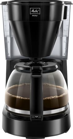 Кавоварка Melitta Easy з знімним поворотним фільтром, скляною колбою та системою захисту від крапель, на 10 чашок, чорна