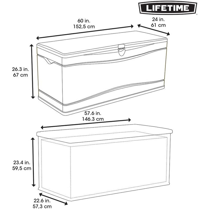 Садовий ящик для зберігання LIFETIME 60089, 127x64x67 см, коричневий, UV100, вологостійкий