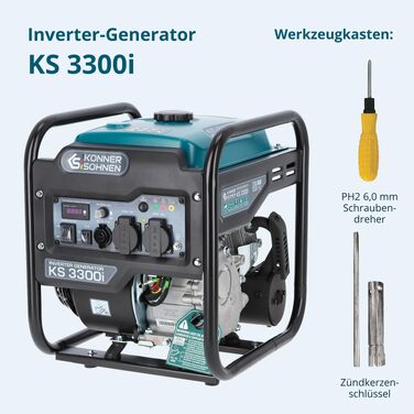 Інверторний бензиновий генератор Könner & Söhnen KS 4500i, потужність 4.5 кВт, чорний