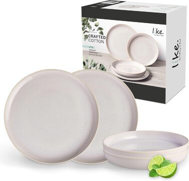 Набір посуду Villeroy & Boch Crafted Cotton 4 предмети, білий, преміум порцеляна, сучасний дизайн, спіральний декор, підходить для посудомийки та мікрохвильовки