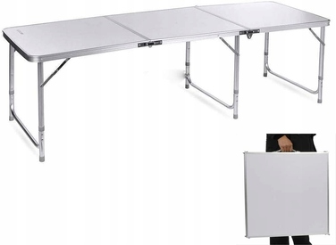 Складаний туристичний стіл MatMay 180x60 см, білий + 6 стільців