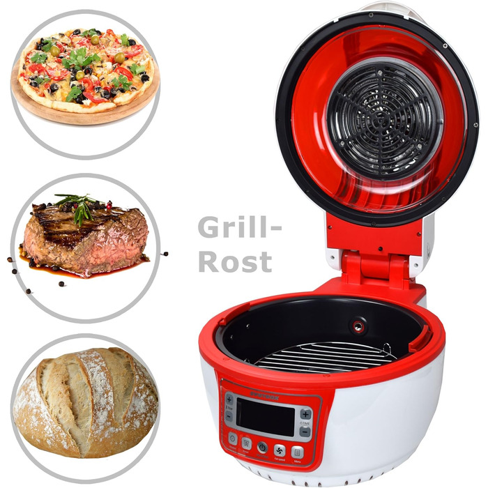 Аерофритюрниця Syntrox Germany Turbo 10 л, LED-дисплей, до 250°C, без олії, червона