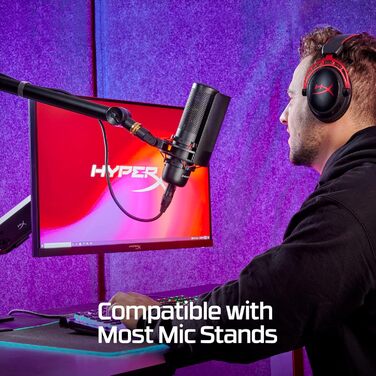 HyperX ProCast – студійний конденсаторний мікрофон з великою діафрагмою, XLR, чорний