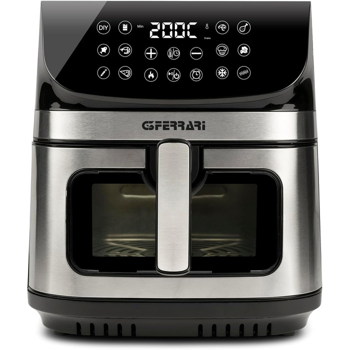Мультифункціональна аерофритюрниця та гриль G3 Ferrari Friggisano BBQ G10181, 2000 Вт, 10 л XXL, 8 програм, бездимний барбекю, чорний/сірий