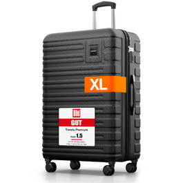 Валіза Travely XL 77 см, полікарбонат, 100 л, чорна — містка валіза для подорожей з TSA-замком та підшипниковими колесами, 77x52x29 см