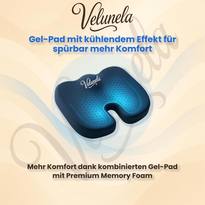 Підкова для сидіння Ergonomisches IGR-сертифікована подушка з гелевою піною Memory Foam – зручна, знімає тиск, розслаблює м'язи та захищає спину – ідеально для офісу, авто та дому (Блакитна)