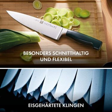 ZWILLING Vier Sterne самозаточувальний ножовий блок, 7 предметів, нержавіюча сталь, пластикові ручки, ножі та ножиці, чорний, Німеччина