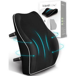 Ергономічна подушка для спини Travel Ease з пам'яттю форми, ортопедичне лордозне підтримувальне подушка для офісного та комп'ютерного стільця, антистатичний і гіпоалергенний чохол, чорна