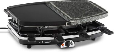 Електрична раклетниця Cloer 6435 з натуральним каменем, 1200 Вт, 8 антипригарних сковорідок, комбінована поверхня
