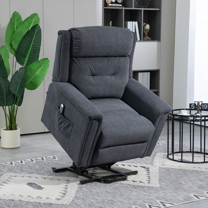 HOMCOM Recliner Електричний реклайнер Функція відкидання Старший реклайнер Бічна сумка Темно-сірий