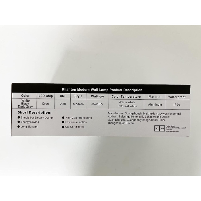 Klighten LED настінні світильники 24W, 2 шт, сучасні, для вітальні, спальні, коридору, теплий білий 3000K, темно-сірі