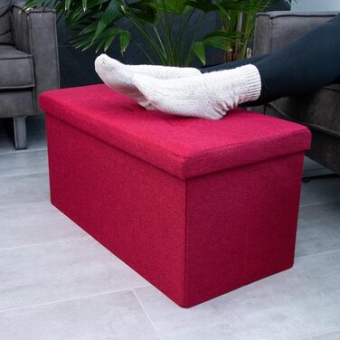 Складана пуф-скриня INTIRILIFE 76x38x38 см, сірий фетр, з кришкою та відділенням для зберігання – тканинний пуф-куб, підставка для ніг, складаний бокс для речей