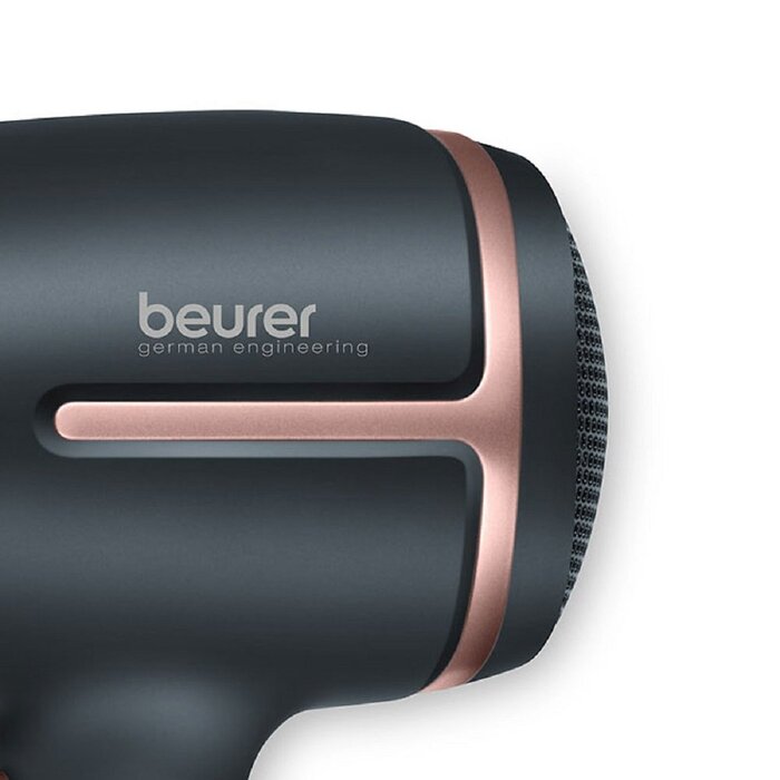 Фен для волосся Beurer HC 25 з іонізацією, компактний, складаний, 1600 Вт, подвійна напруга, чорний/рожевий