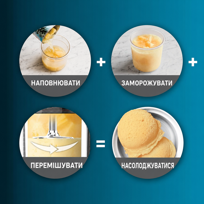 Морожениця та десертна машина Ninja CREAMi NC300EU, 1,4 л, 7 програм, 3 чаші, для морозива, джелато, сорбету, смузі та молочних коктейлів, чорна/срібляста