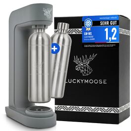 Сифон для газування води Luckymoose Infinity з 2 сталевими пляшками по 1,25л, сірий