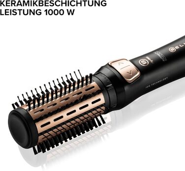Фен-щітка Bellissima My Pro Revolution BHS4 1100, автоматична обертова, іонізація, кераміка, 1000 Вт, 2 насадки 40/50 мм, чорна/рожеве золото