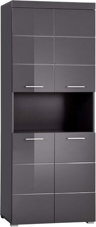 Високий шафа для ванної trendteam Amanda, 73x190x31 см, агавовий сірий глянець