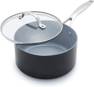 Каструля GreenPan Valencia Pro 18 см/2 л з кришкою, антипригарна керамічна, PFAS-free, для індукції, сірий колір, підходить для посудомийки та духовки