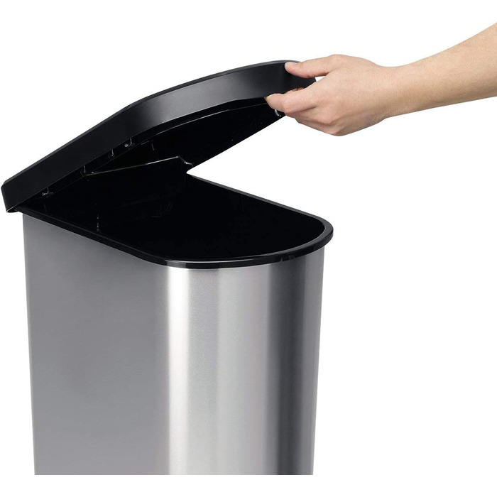 Смітник Rotho Paso Duo 50 л для сортування сміття з кришкою та педаллю, пластик BPA-free, сріблястий металік, на 2 пакети