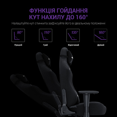 Крісло ігрове Anda Seat Luna Black Fabric Size L