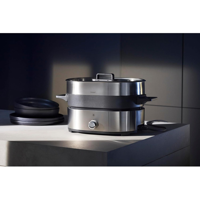 WMF Küchenminis 220 Вт: Міні-пароварка з контейнером для ланчу, компактний, Cromargan® матовий (Пароварка та Hot Pot)