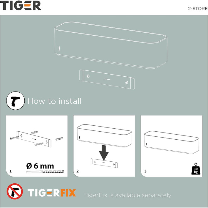 Настінна полиця Tiger, пластик, чорна, 35 см